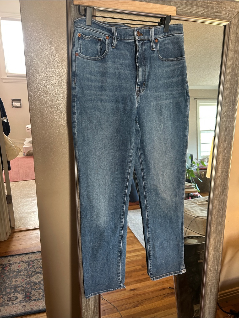 Madewell High-Rise Straight Leg Jeans in Medium Blue
